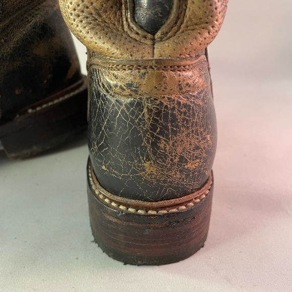 Bed Stu Cobbler Series 9” Brown Distressed Leather Zip Boot with back tie detail - Picture 2 of 16